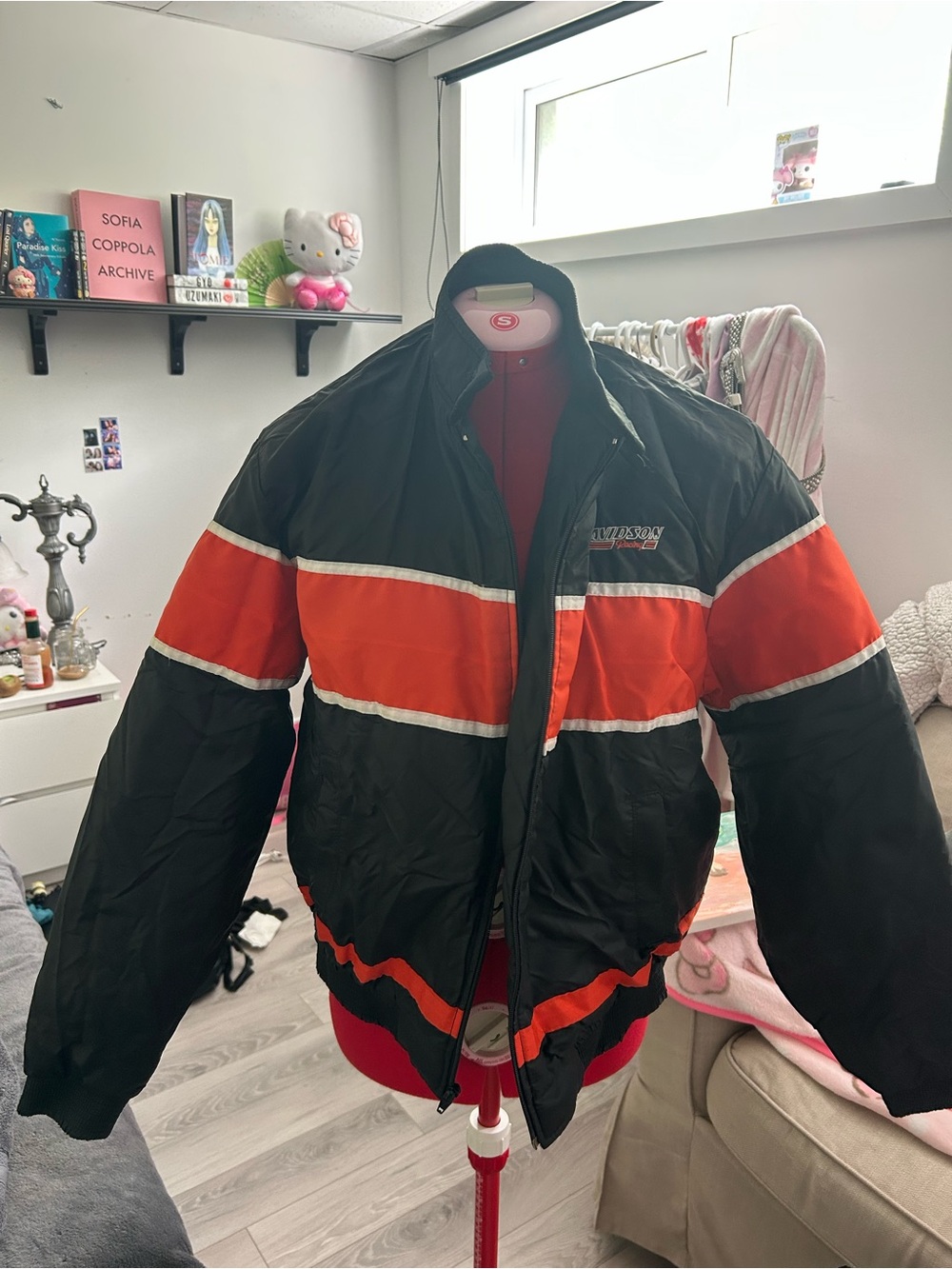 Harley Davidson Black & Orange Insulated Bomber Jacket